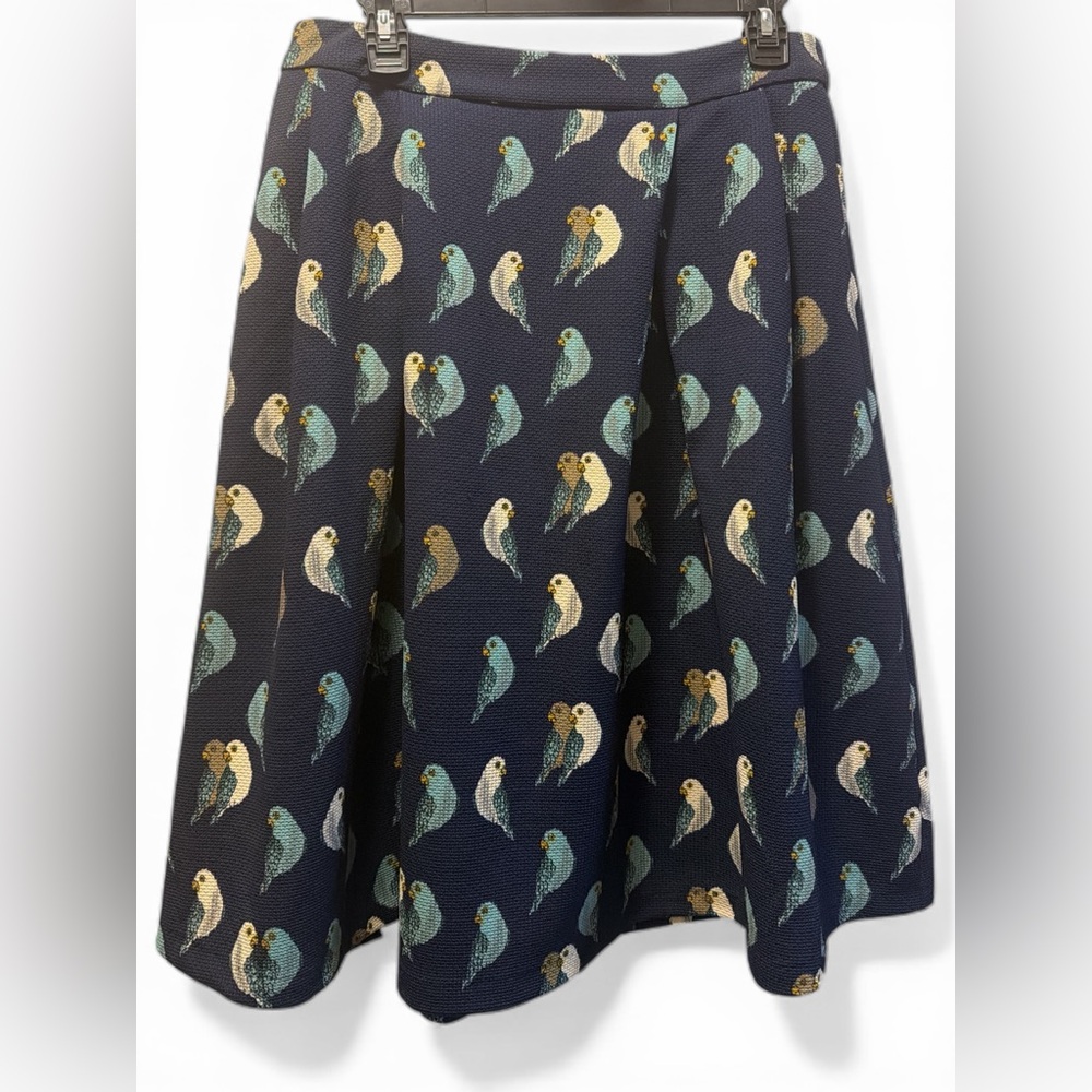 Mikarose Love Bird pleated skirt in Navy